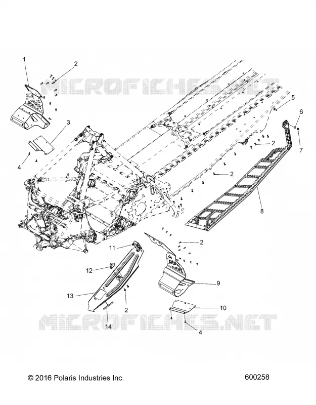 CHASSIS, CLUTCH GUARD, FOOTRESTS AND RUNNING BOARDS