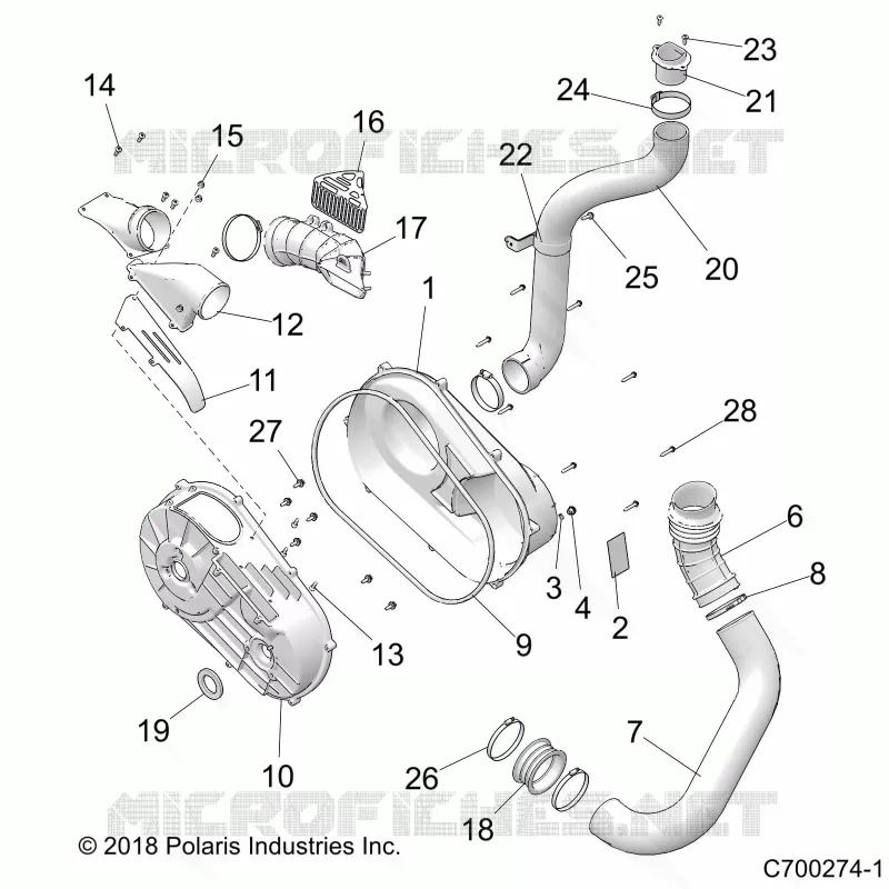 DRIVE TRAIN, CLUTCH COVER AND DUCTING