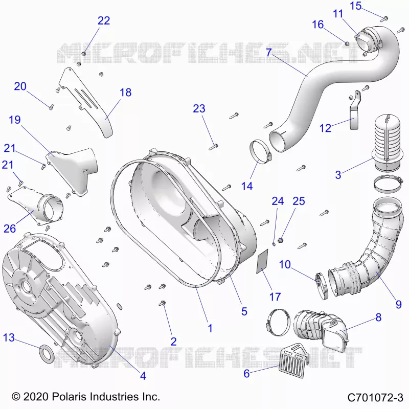 DRIVE TRAIN, CLUTCH COVER AND DUCTING
