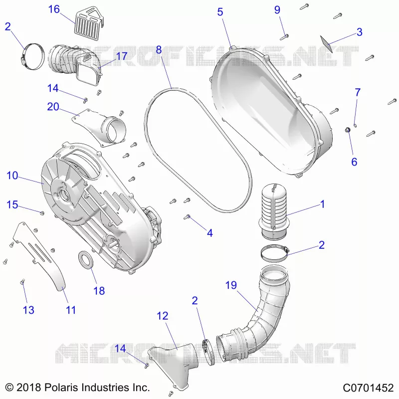 DRIVE TRAIN, CLUTCH COVER AND DUCTING
