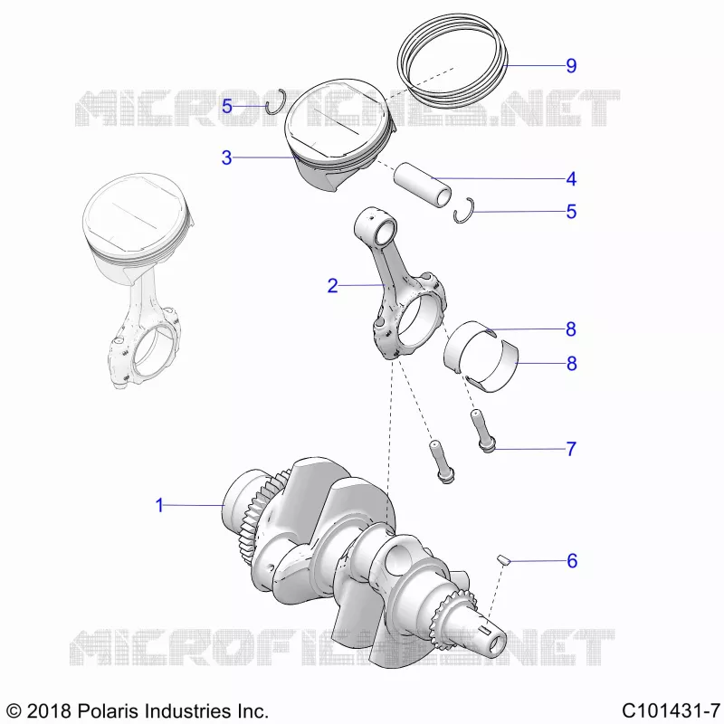 ENGINE, CRANKSHAFT AND PISTON