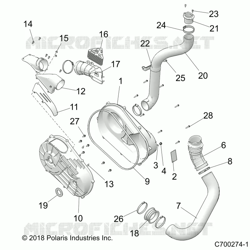 DRIVE TRAIN, CLUTCH COVER AND DUCTING