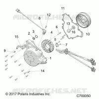 ENGINE, STATOR AND FLYWHEEL
