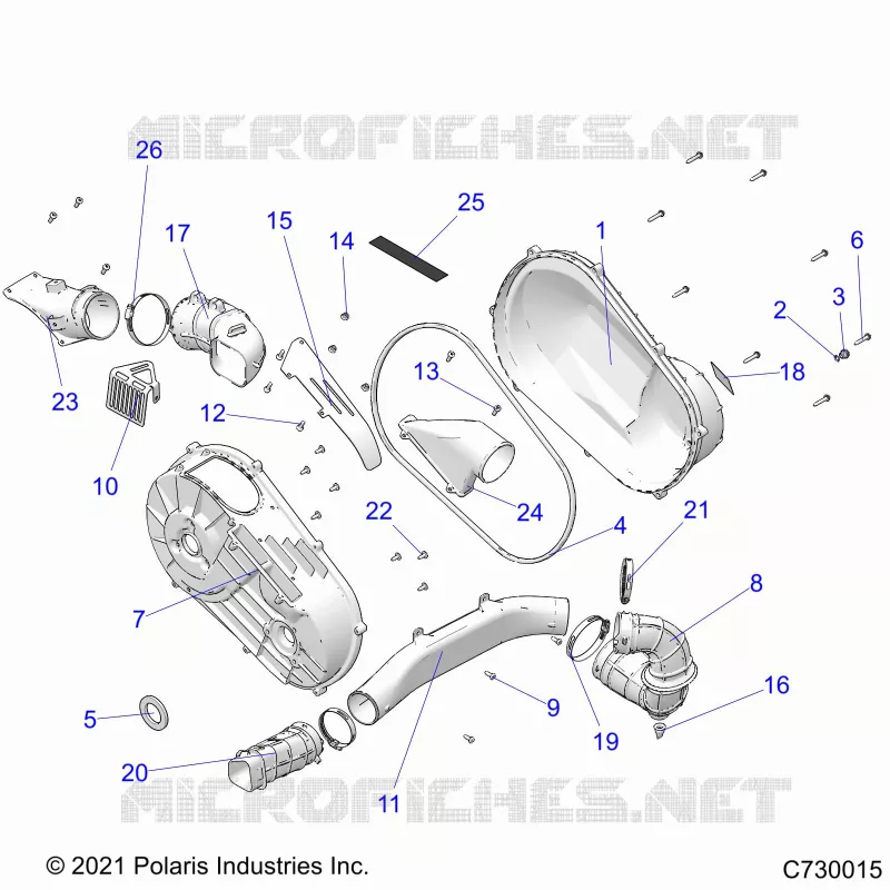 DRIVE TRAIN, CLUTCH COVER AND DUCTING