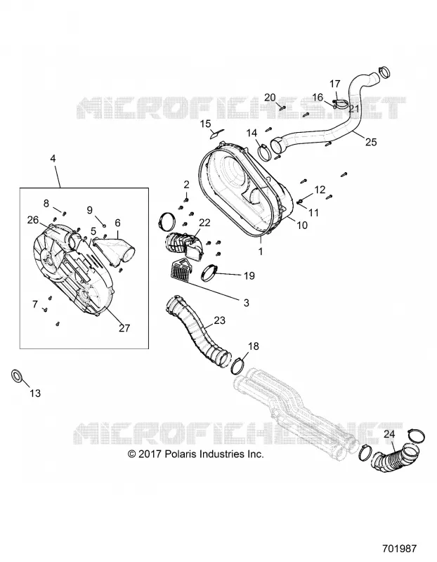 DRIVE TRAIN, CLUTCH COVER AND DUCTING