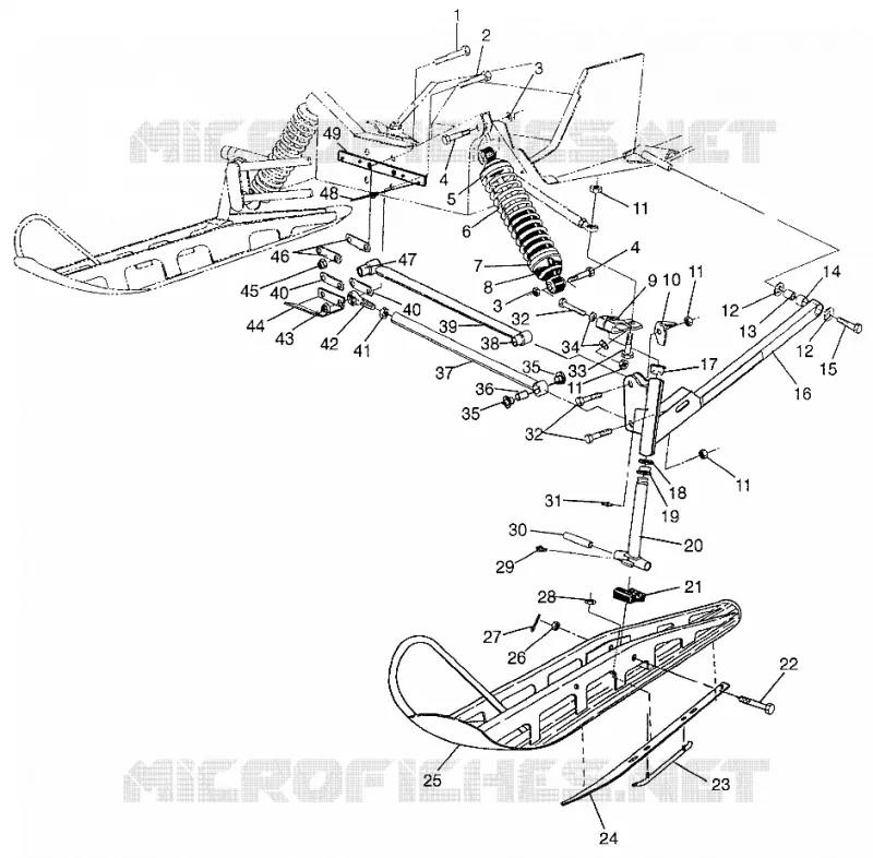 FRONT SUSPENSION AND SKI WIDETRAK GT 0972061 AND EUROPEAN WIDETRAK GT E9720 (4938173817B001)