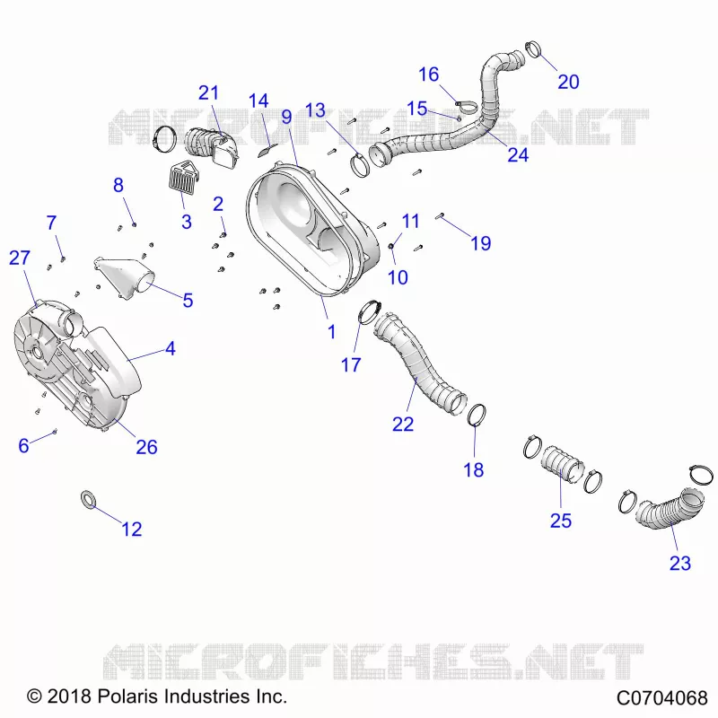 DRIVE TRAIN, CLUTCH COVER AND DUCTING