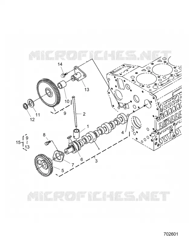 ENGINE, CAMSHAFT AND IDLE GEAR SHAFT