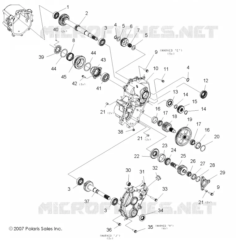 MAIN GEARCASE INTERNALS COMPONENTS 1