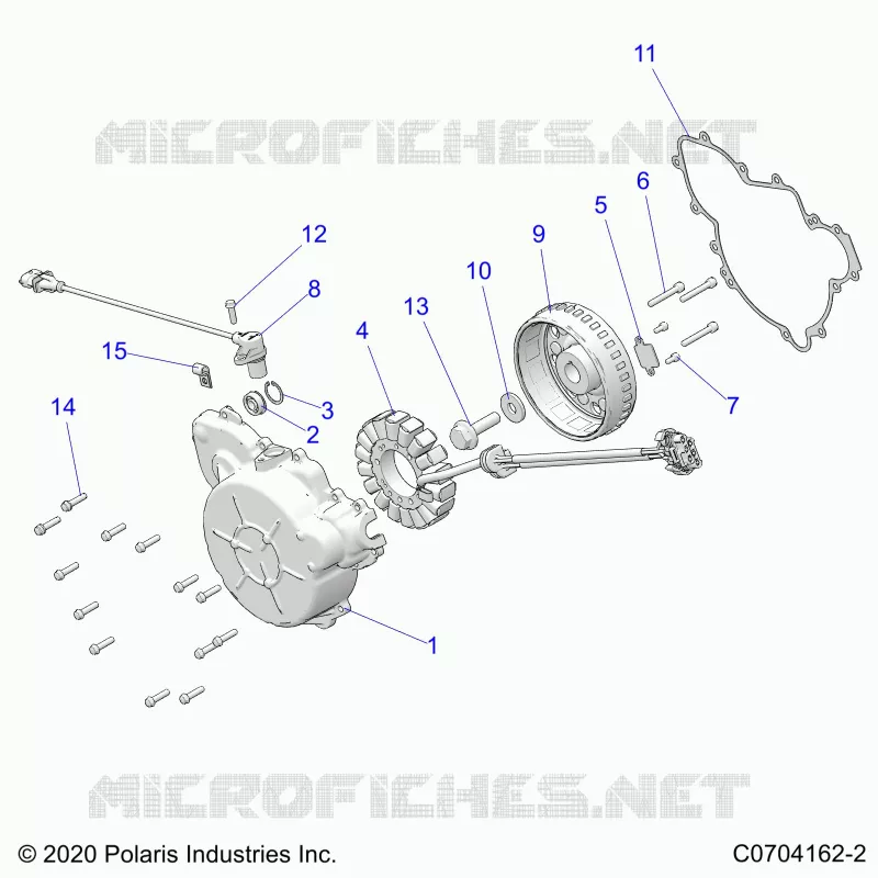 ENGINE, STATOR AND FLYWHEEL