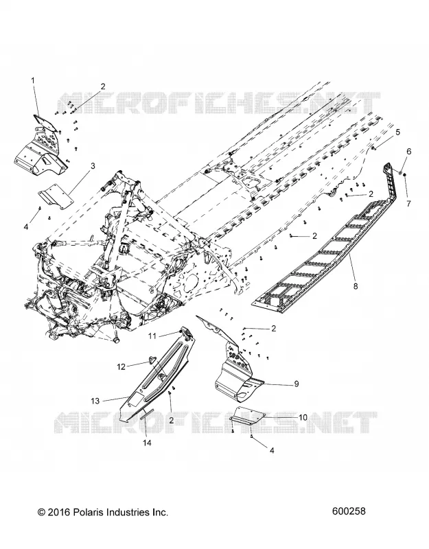 CHASSIS, CLUTCH GUARD AND FOOTRESTS