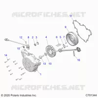 ENGINE, STATOR AND FLYWHEEL