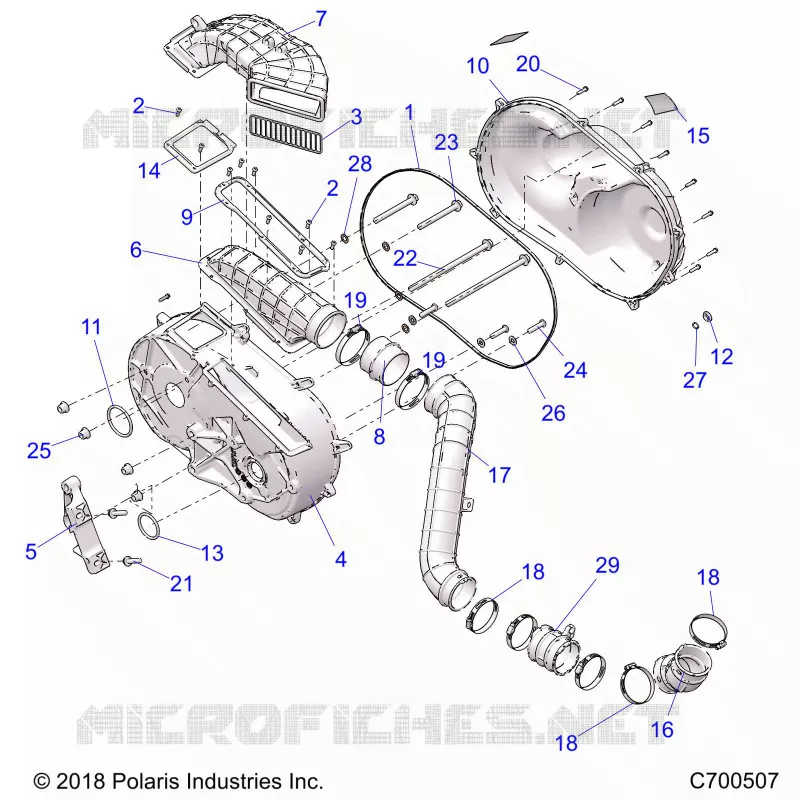 DRIVE TRAIN, CLUTCH COVER AND DUCTING