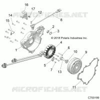 ENGINE, STATOR AND FLYWHEEL