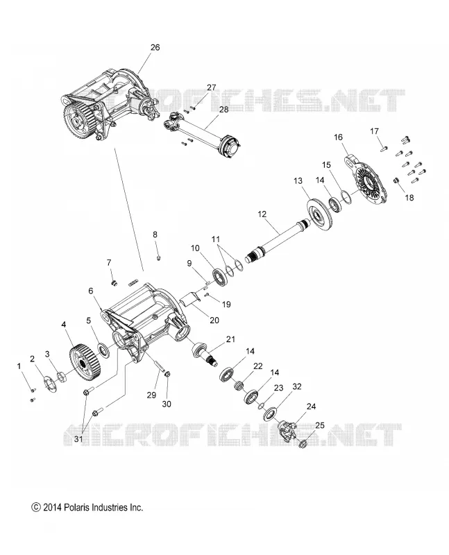 DRIVE TRAIN, RIGHT ANGLE GEARCASE ASM.