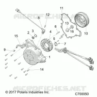 ENGINE, STATOR AND FLYWHEEL