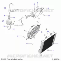 ENGINE, COOLING SYSTEM, RADIATOR, FAN & OVERFLOW BOTTLE