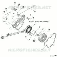 ENGINE, STATOR AND FLYWHEEL