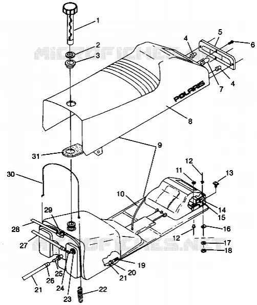 SEAT   GAS TANK ASSEMBLY 500 EFI 0942774 AND EFI SKS 0942574 (4924982498002A)