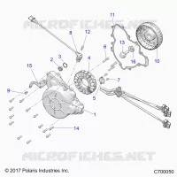 ENGINE, STATOR AND FLYWHEEL