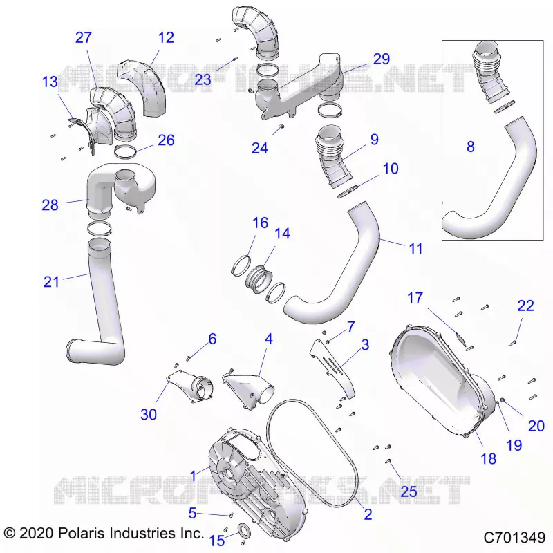 DRIVE TRAIN, CLUTCH COVER AND DUCTING
