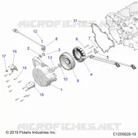 ENGINE, STATOR AND FLYWHEEL