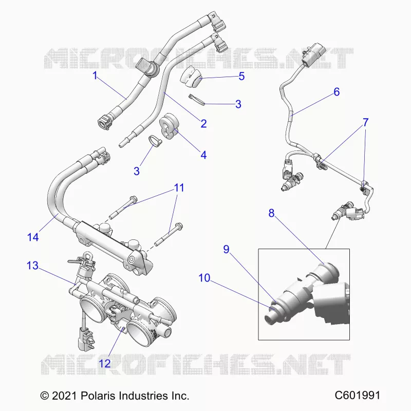 FUEL SYSTEM, RAIL, LINES AND THROTTLE BODY
