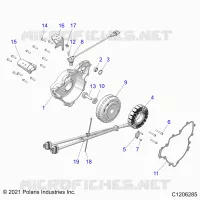 ENGINE, STATOR AND FLYWHEEL