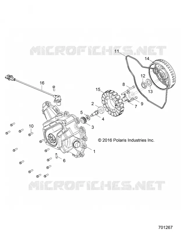 ENGINE, STATOR COVER AND FLYWHEEL