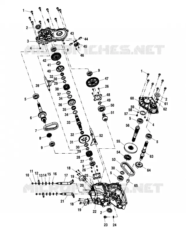 GEARCASE (NOT ALL INTERNAL SERVICE PARTS ARE READILY AVAILABLE)