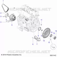 ENGINE, ALTERNATOR, FLYWHEEL, AND STARTER