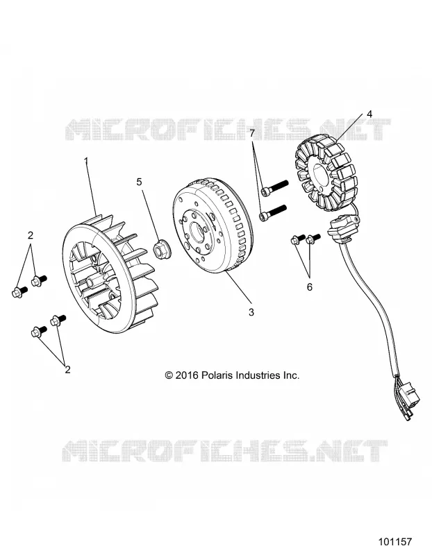 ENGINE, STATOR AND FLYWHEEL