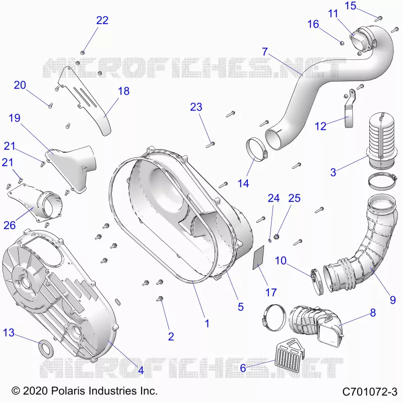 DRIVE TRAIN, CLUTCH COVER AND DUCTING