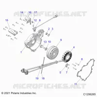 ENGINE, STATOR AND FLYWHEEL