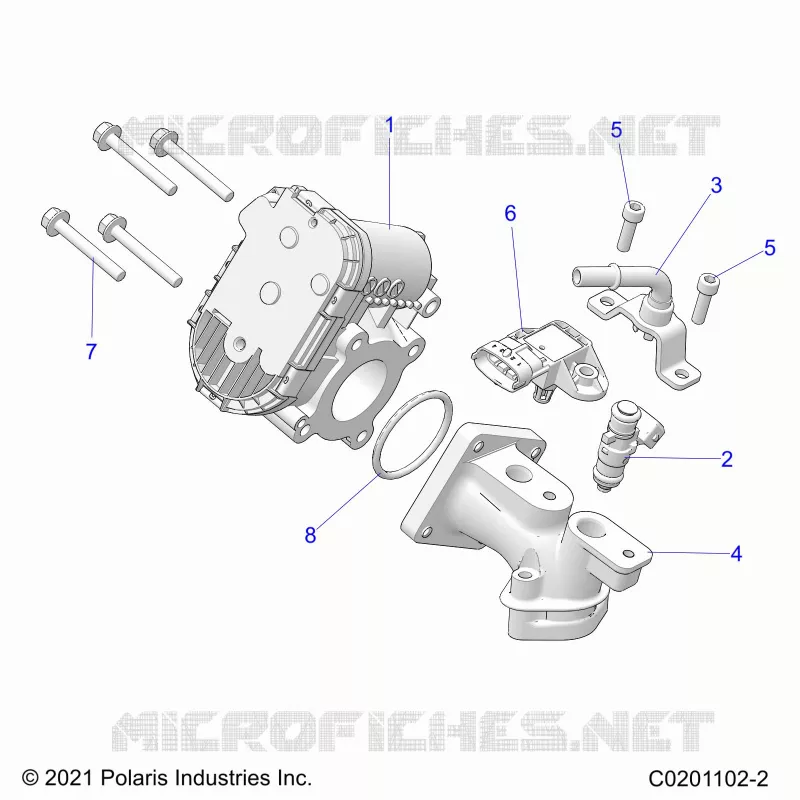 ENGINE, THROTTLE BODY AND FUEL RAIL