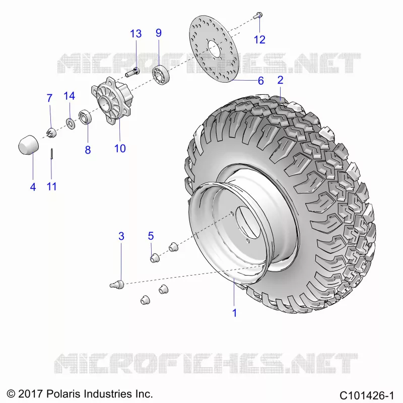 WHEELS, FRONT TIRE AND BRAKE DISK