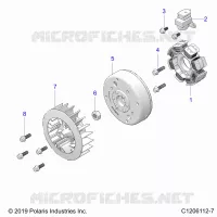 ENGINE, STATOR AND FLYWHEEL