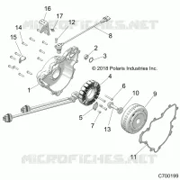 ENGINE, STATOR AND FLYWHEEL