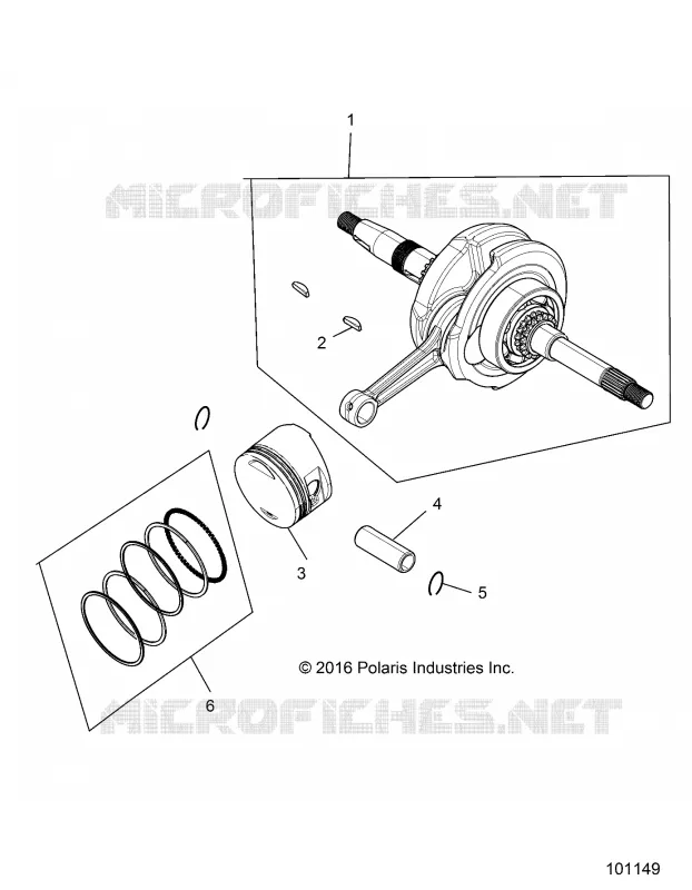 ENGINE, CRANKSHAFT, CONNECTING ROD AND PISTON