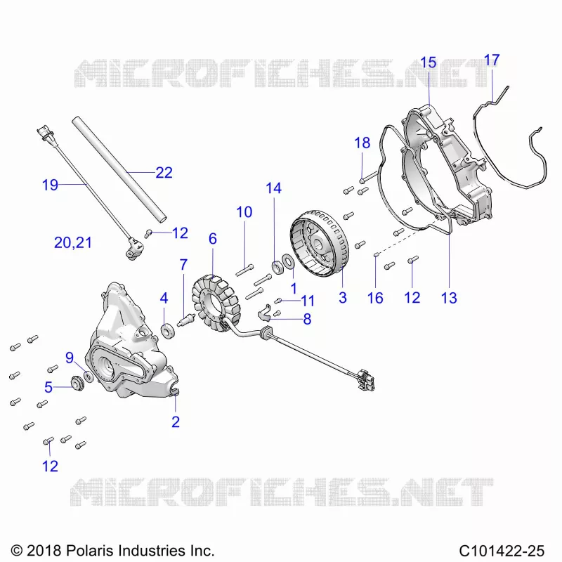 ENGINE, STATOR COVER AND FLYWHEEL