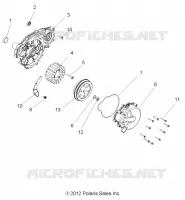 ENGINE, STATOR AND FLYWHEEL