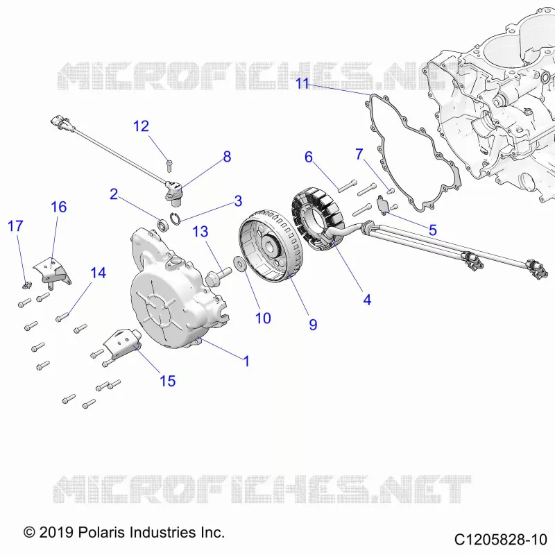 ENGINE, STATOR AND FLYWHEEL