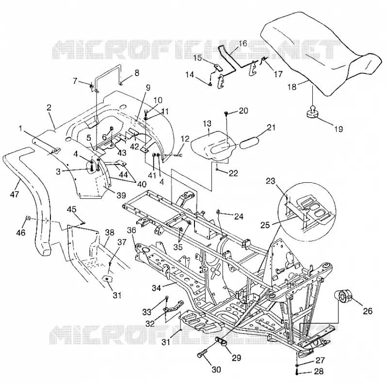 REAR CAB   SEAT  SPORTSMAN 500 W97CH50A (4939993999A005)
