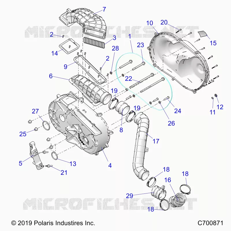 DRIVE TRAIN, CLUTCH COVER AND DUCTING