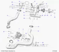 ENGINE, COOLANT PUMP AND THERMOSTAT