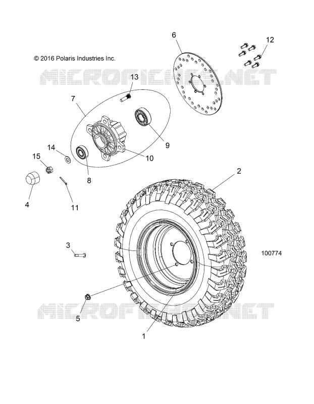 WHEELS, FRONT TIRE AND BRAKE DISC