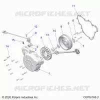 ENGINE, STATOR AND FLYWHEEL