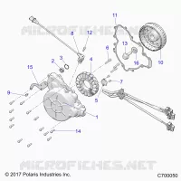 ENGINE, STATOR AND FLYWHEEL