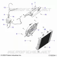 ENGINE, COOLING SYSTEM, RADIATOR, FAN & OVERFLOW BOTTLE