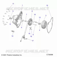 ENGINE, STATOR COVER AND FLYWHEEL